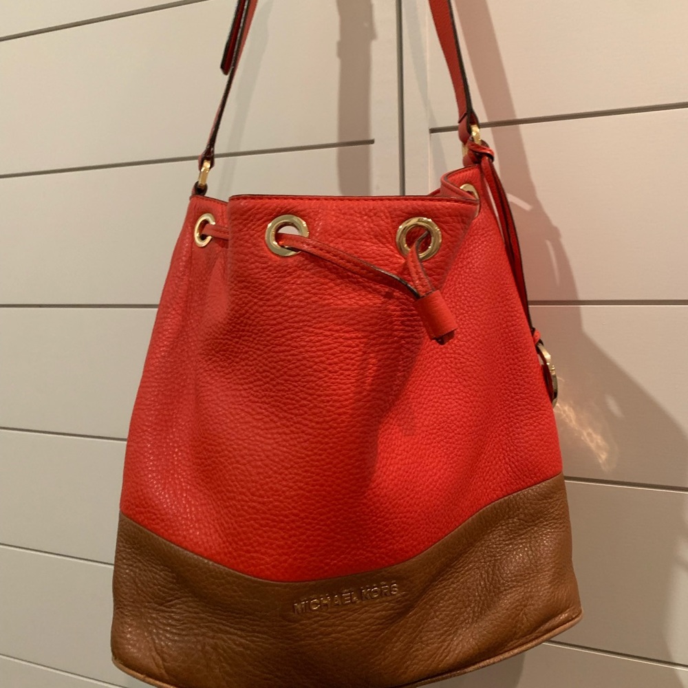 Michael Kors brown & red shoulder bag
